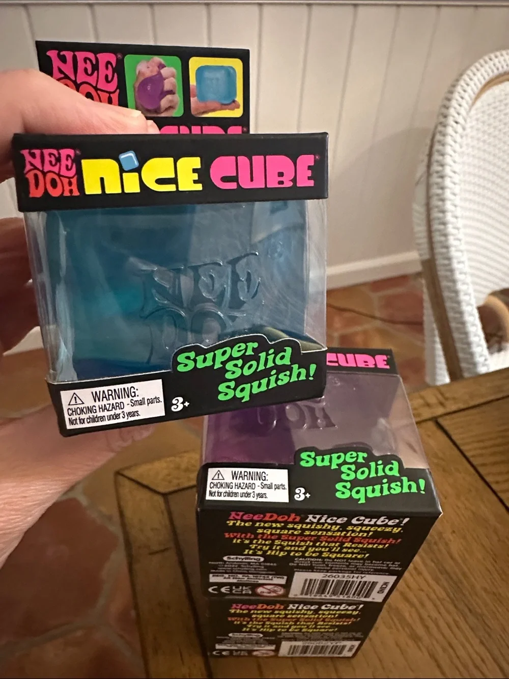 Schylling NeeDoh Nice Cube Super Solid Squish - Pink, Purple, Blue (3 Total)